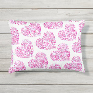 Spiral handwriting pink heart for Valentines Day Outdoor Pillow