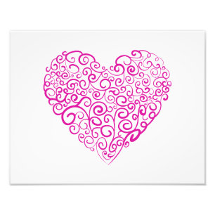 Spiral handwriting pink heart for Valentines Day Photo Print
