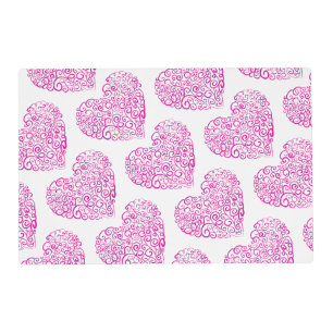 Spiral handwriting pink heart for Valentines Day Placemat