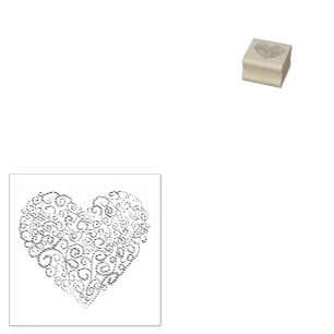 Spiral handwriting pink heart for Valentines Day Rubber Stamp