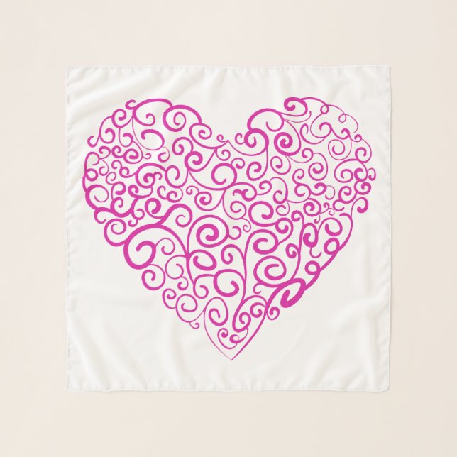 Spiral handwriting pink heart for Valentines Day Scarf (Front (Horizontal))