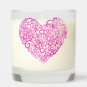 Spiral handwriting pink heart for Valentines Day Scented Candle