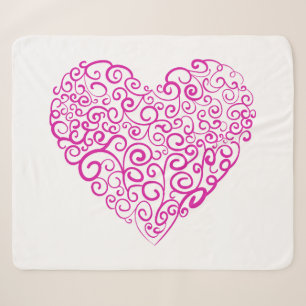 Spiral handwriting pink heart for Valentines Day Sherpa Blanket