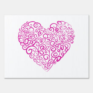 Spiral handwriting pink heart for Valentines Day Sign