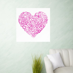 Spiral handwriting pink heart for Valentines Day Wall Decal