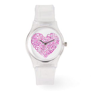 Spiral handwriting pink heart for Valentines Day Watch