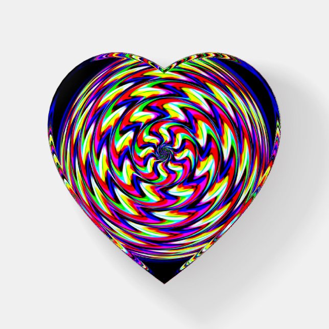 Spiral heart glass paperweight (Front)