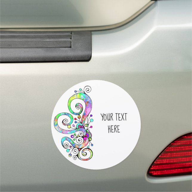 Spiral Heart Hand Painted Design 1 Car Magnet (In Situ)