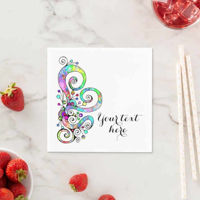 Spiral Heart Hand Painted Design 1 Napkins (Insitu)