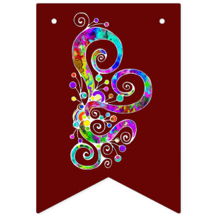 Spiral Heart Hand Painted Design 2 Bunting Flags