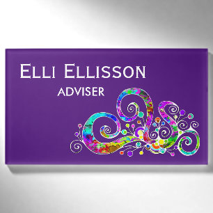 Spiral Heart Hand Painted Design 2 Name Tag