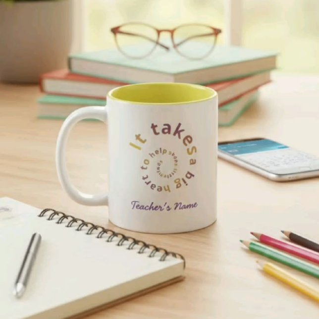 Spiral Heart Teacher Coffee Mug - Personalizable (Creator Uploaded)