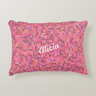 Spiral Hearts Pink Multi Monogram Square Decorative Pillow