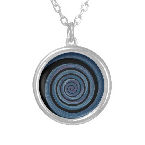 spiral  hypnotic silver plated necklace