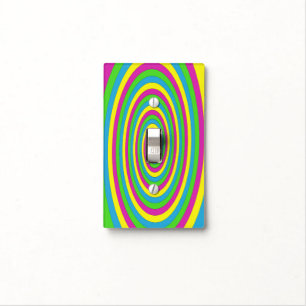 Spiral in pink, turquoise, lime green & yellow light switch cover