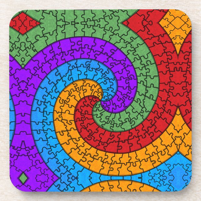 Spiral Jigsaw Beverage Coaster (Front)