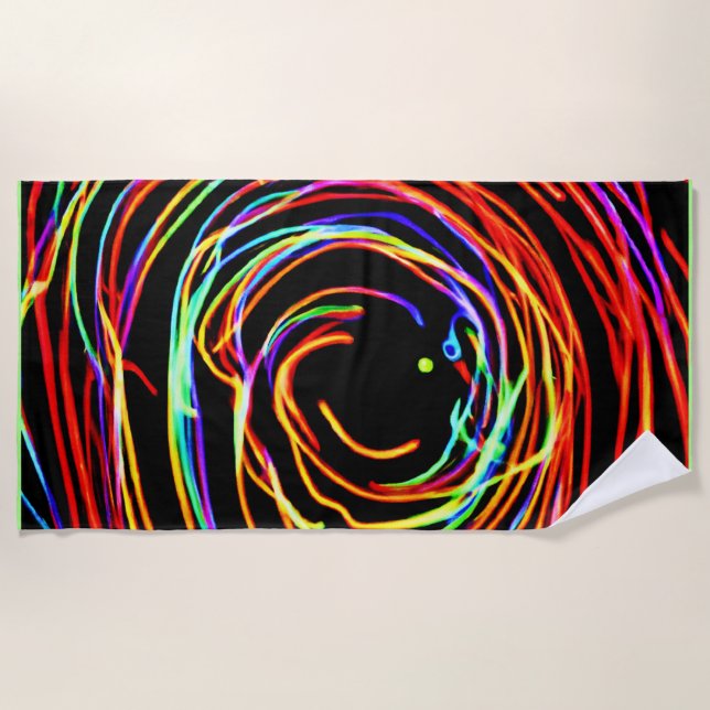 Spiral Lights Glow Beach Towel (Front)