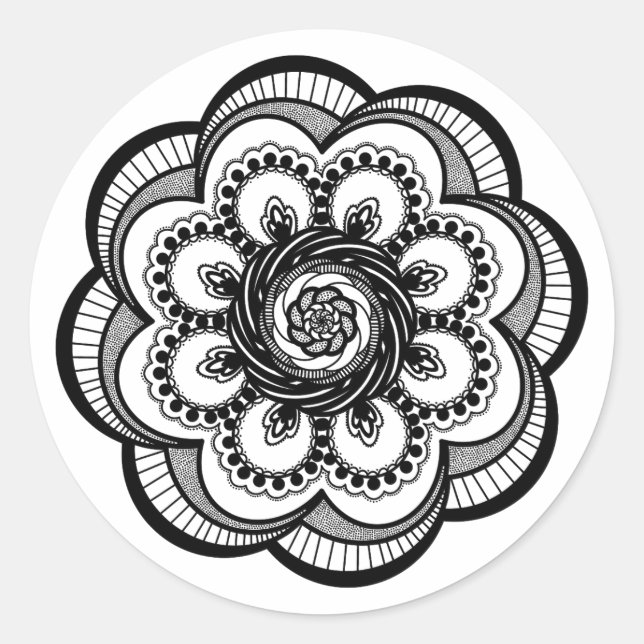 Spiral Mandala Classic Round Sticker (Front)