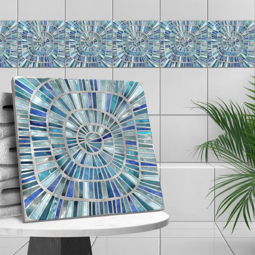 Spiral Mosaic Art _ Aquamarine Ceramic Tile