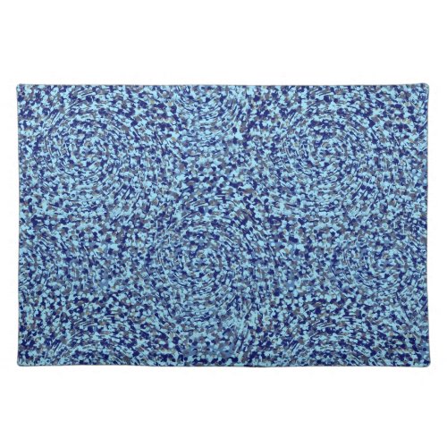 Spiral Mosaic Blue Grey Turquoise Abstract Cloth Placemat