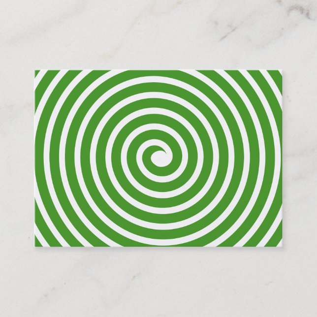 Spiral Motif - Avocado Green and White Business Card (Front)