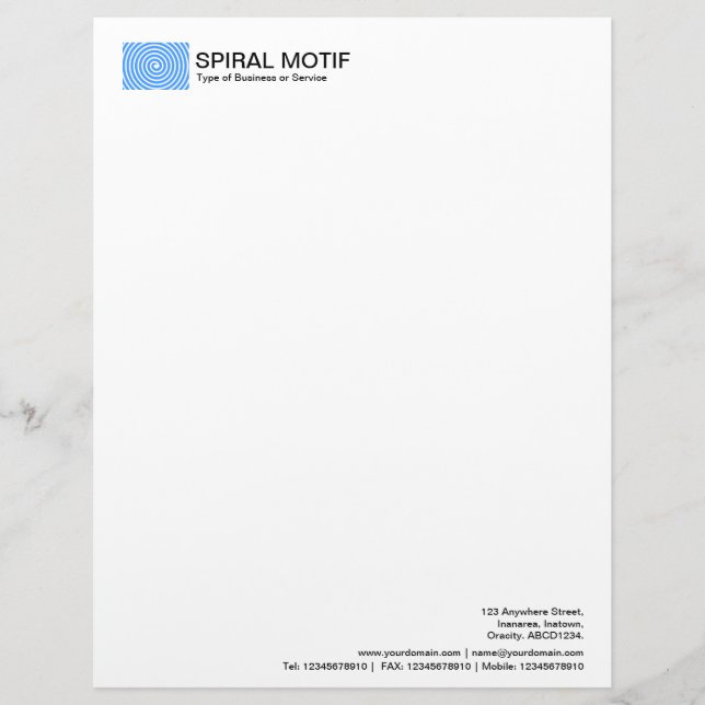 Spiral Motif - Baby Blue Letterhead (Front)