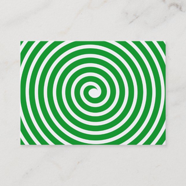 Spiral Motif - Grass Green and White Business Card (Front)