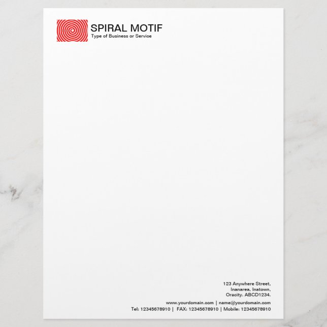 Spiral Motif - Red Letterhead (Front)