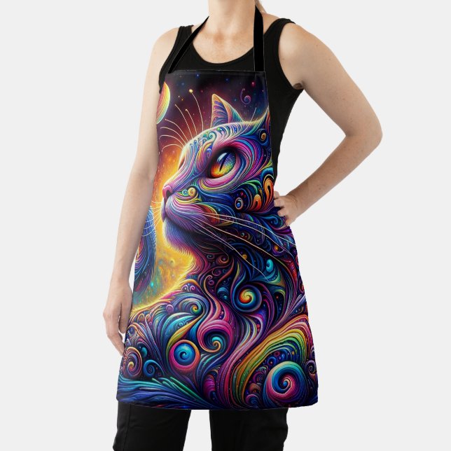 Spiral Mystic Galaxy Rainbow Cat Apron (Insitu)
