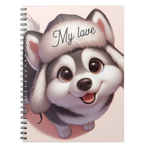 Spiral note book with husky image