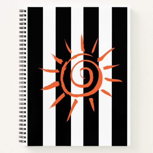 Spiral Notebook Black White Stripe Star