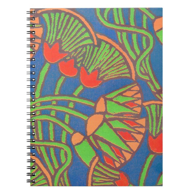 Spiral Notebook, Blue, Red, Yellow Ethnic Design Notebook (Front)