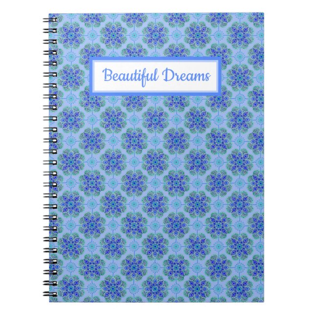 Spiral Notebook Blue tile print (Front)