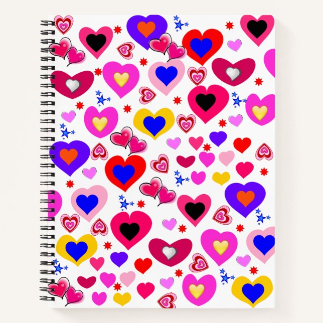 Spiral Notebook Colorful Hearts (Front)