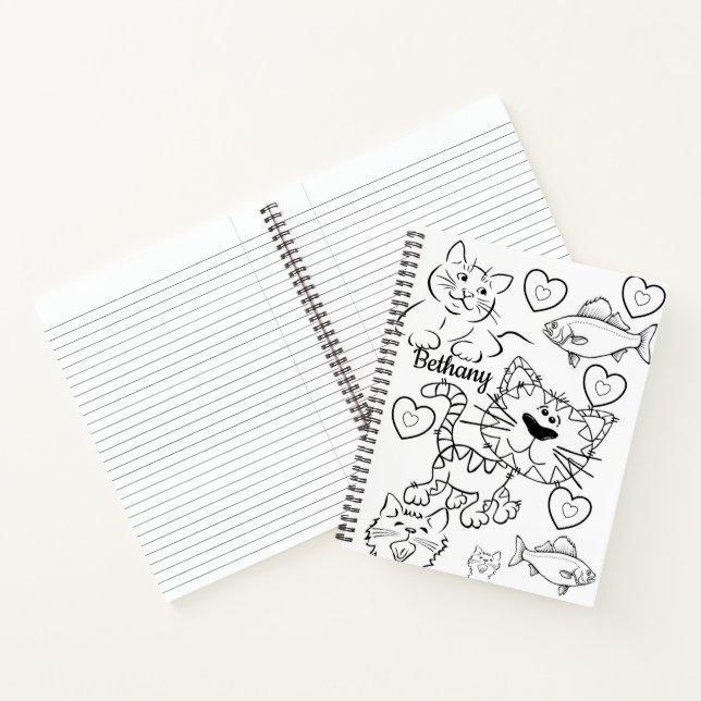 Spiral Notebook Coloring Cats Kittens (Inside)