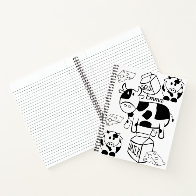 Spiral Notebook Coloring Cow (Inside)