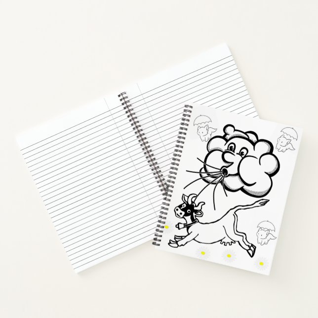 Spiral Notebook Coloring Cow Clouds (Inside)