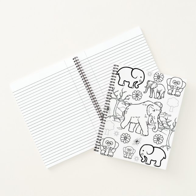Spiral Notebook Coloring Elephants (Inside)