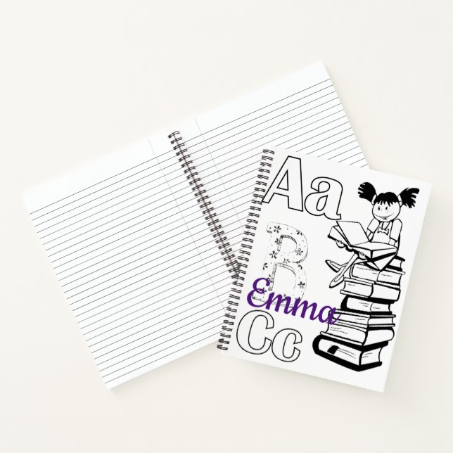 Spiral Notebook Coloring Reading School Books (Inside)