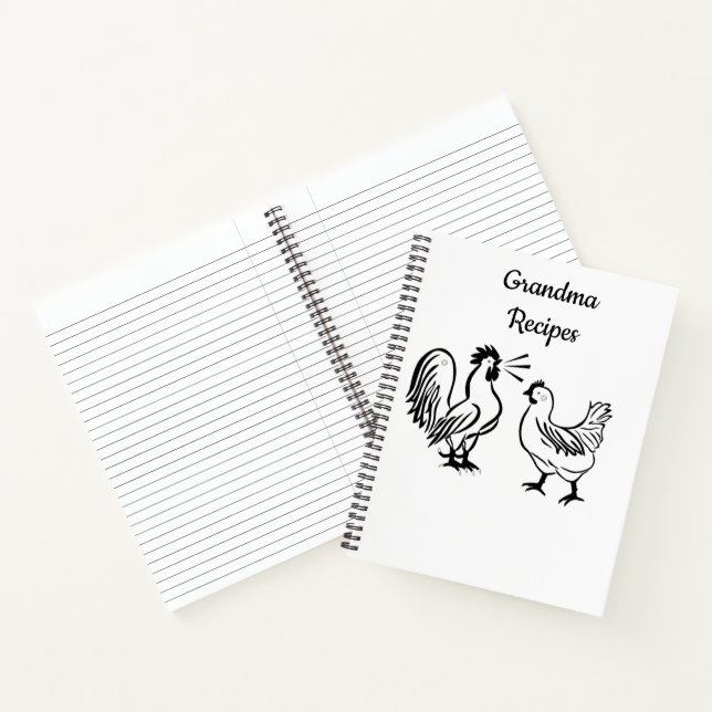 Spiral Notebook Coloring Rooster Grandma Recipes (Inside)