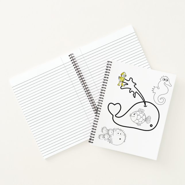 Spiral Notebook Coloring Whale Fish (Inside)