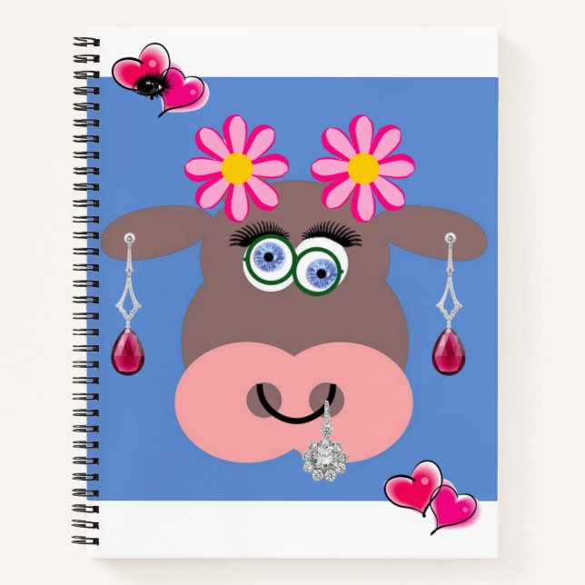 Spiral Notebook Cow Jewelry  Floral (Front)