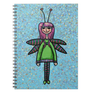 Spiral Notebook, Cute Dragonfly Girl Notebook