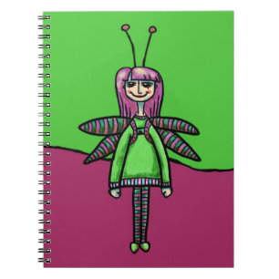 Spiral Notebook, Cute Dragonfly Girl Notebook