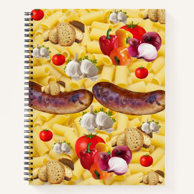 Spiral Notebook Pasta Sausage Tomato Bread (Front)