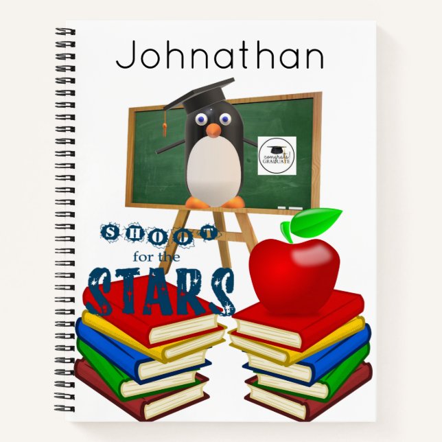 Spiral Notebook Penguin School Apple (Front)