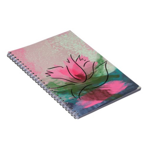 Spiral Notebook Pink Flower Painting Notebook