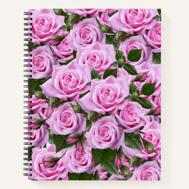 Spiral Notebook Pink Roses Floral (Front)