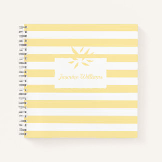 Spiral Notebook Striped Minimalist Yellow & White