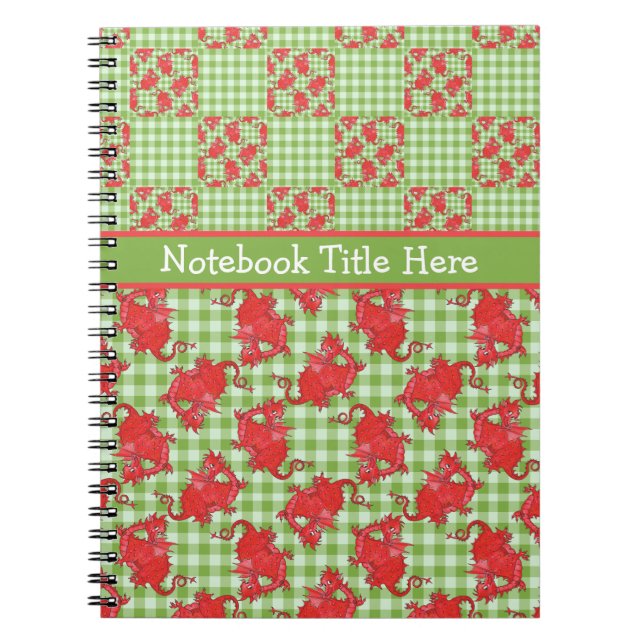 Spiral Notebook to Personalize: Cute Red Dragons (Front)